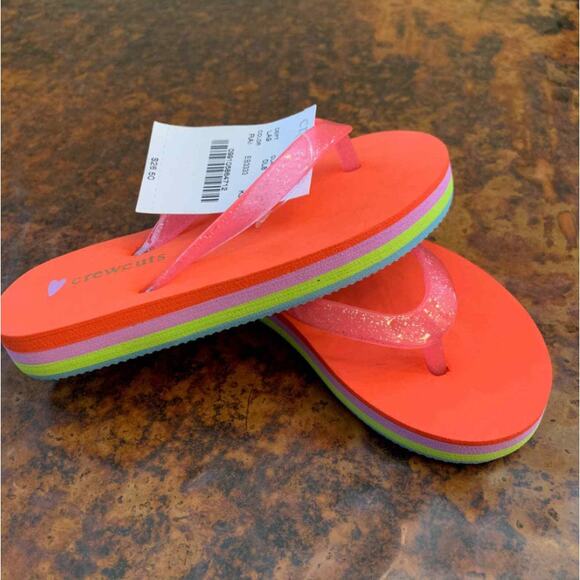 NWT J. Crew Girls' Orange/Purple/Green/Blue Rainbow EVA Flip Flops - SIZE K9 - Picture 9 of 14